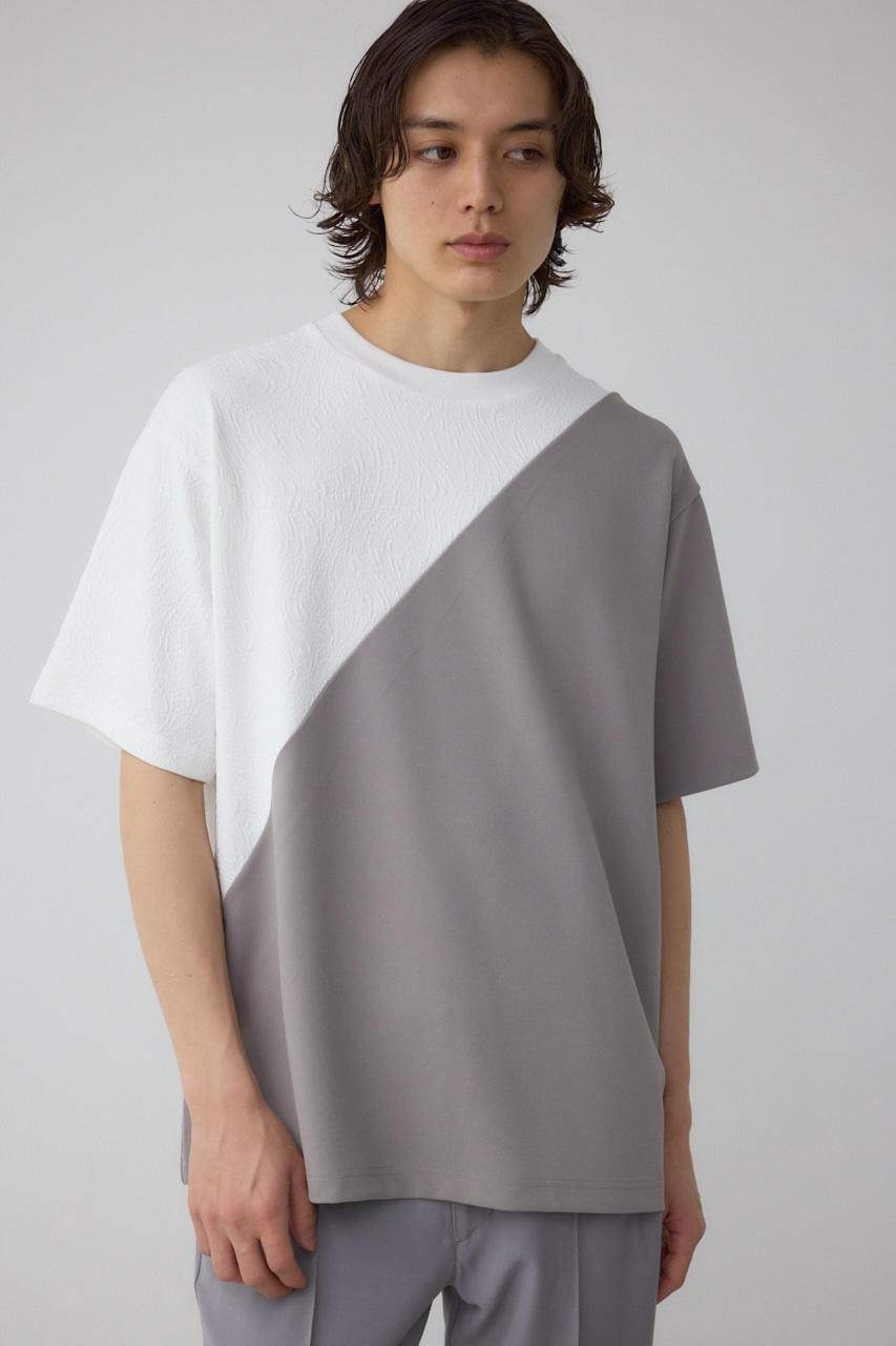 異素材スウィッチングラフィックTEE 柄WHT M