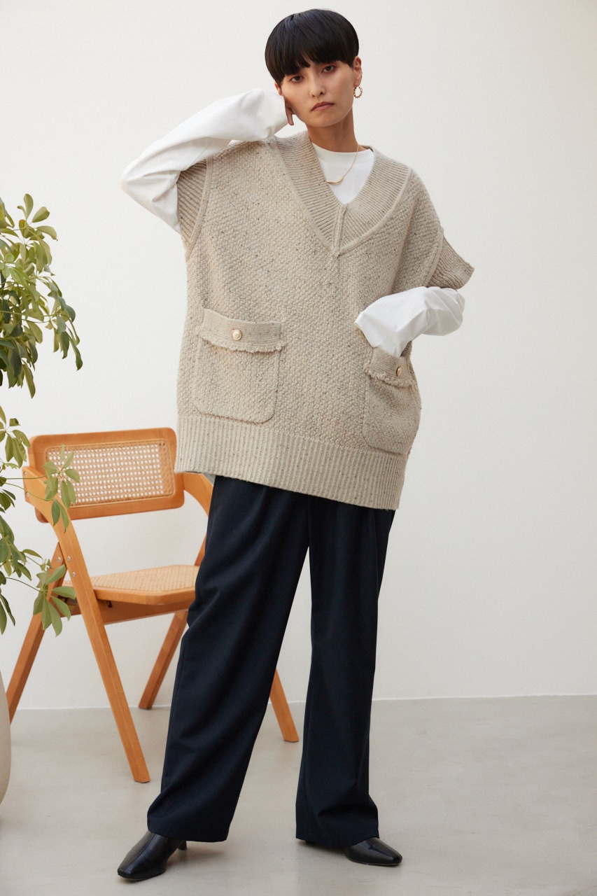 sheller シェリエ フリンジ ツイード ジレ フリーサイズ sheller シェリエ フリンジ ツイード ジレ フリーサイズ