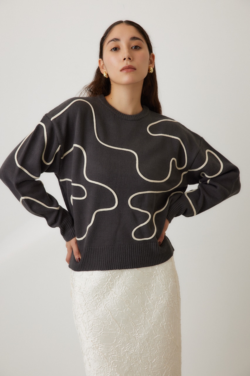 コードエンブロイダリーニット GRY FREE