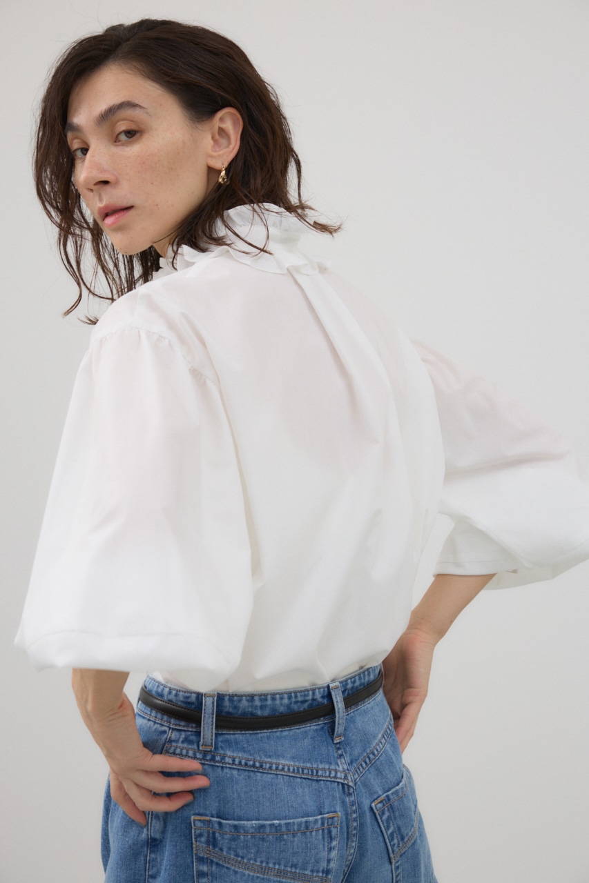 フリルスタンドカラーブラウス O/WHT FREE