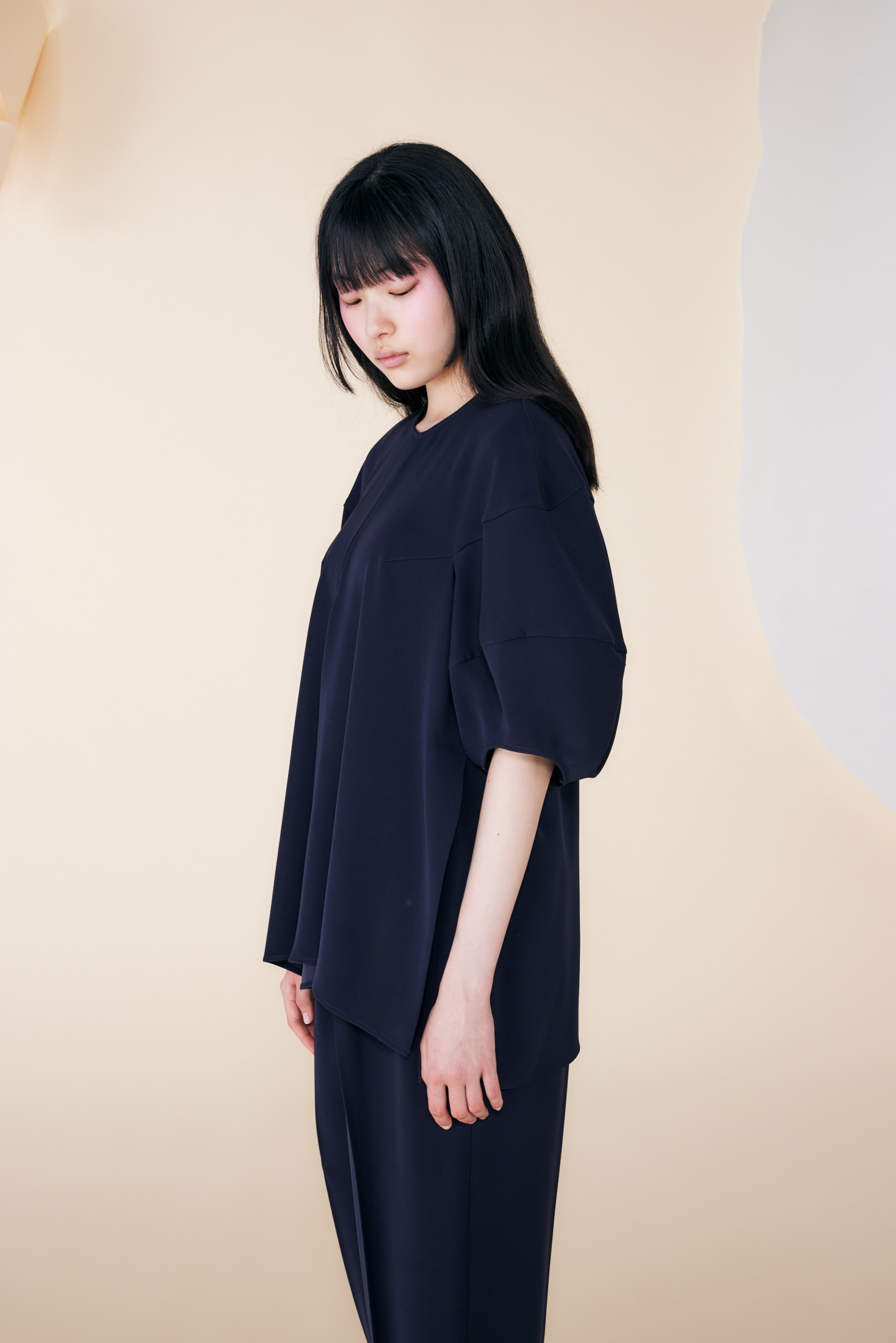 【ENFOLD(エンフォルド)】 DRAPE SLEEVE T-SHIRT