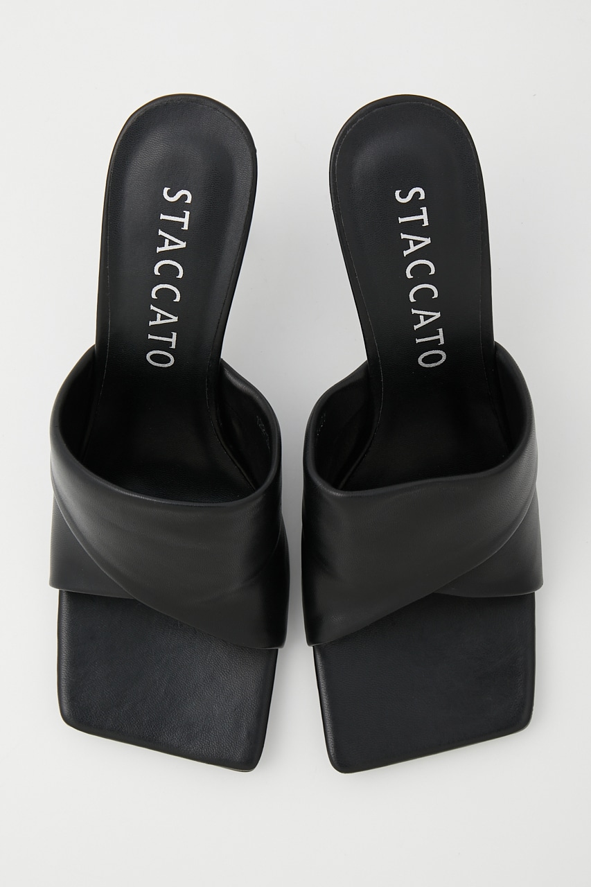 ノーヴァスクエアヒールサンダル BLK 23.5cm