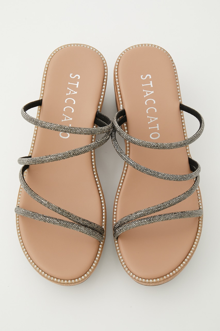 コードストラップウェッジヒールサンダル BLK 23.5cm