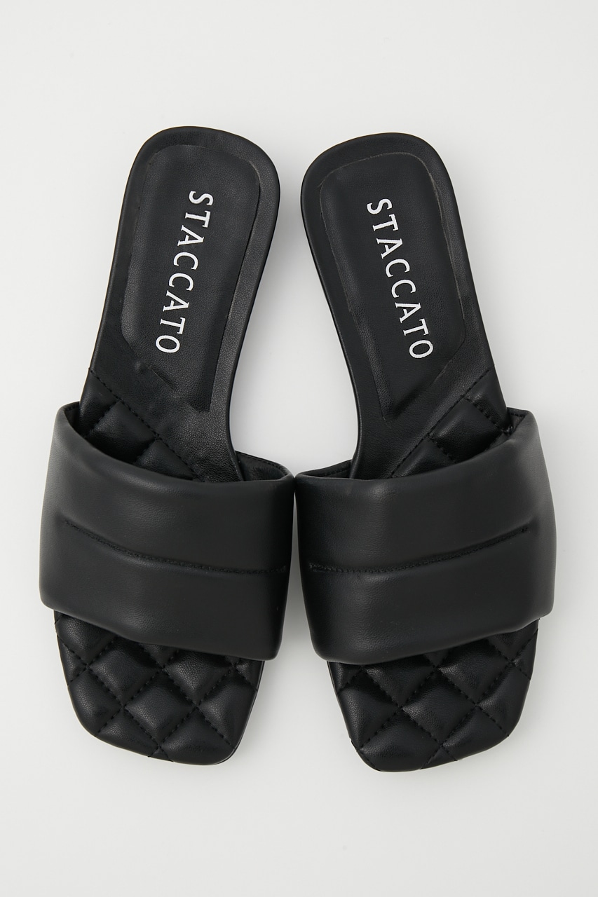 キルティングフラッフィーフラットミュール BLK 22.5cm