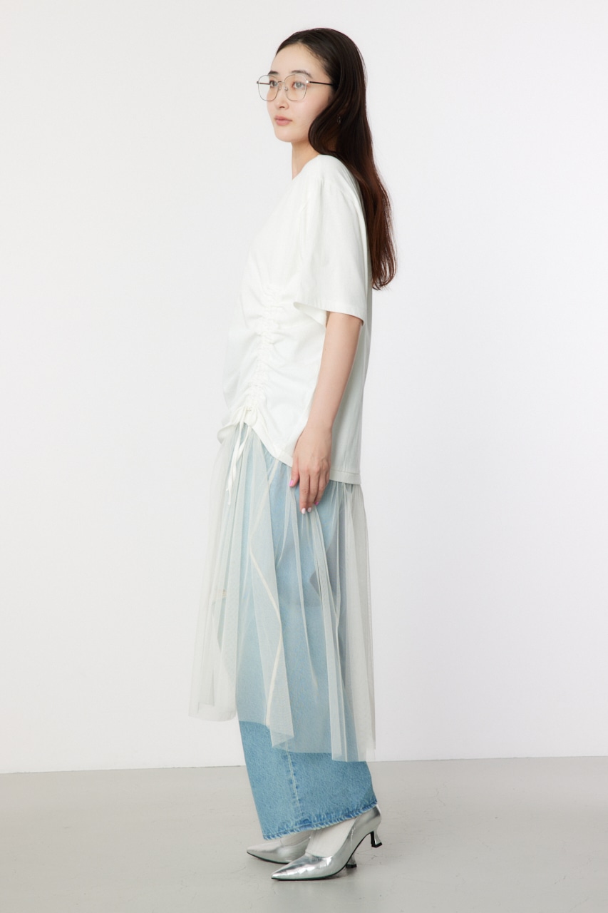 【10/15まで】チュールレースジャボワンピース JUNOAH ワンピース 「高身長サイズMT/低身長サイズS有り」レース