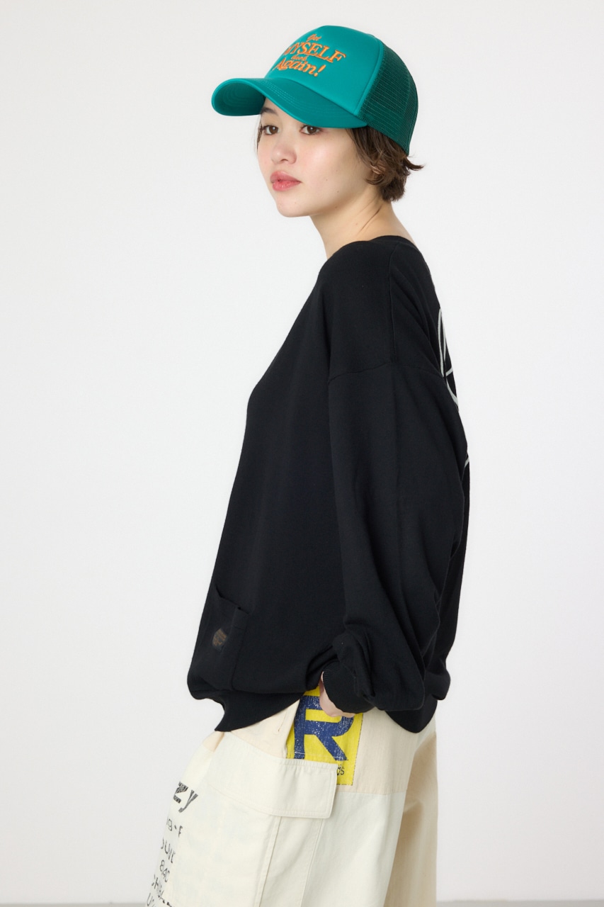 スクリプト LOGO ニットカーディガン BLK FREE