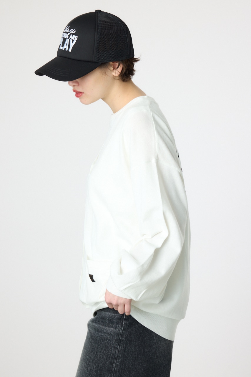 スクリプト LOGO ニットカーディガン O/WHT FREE