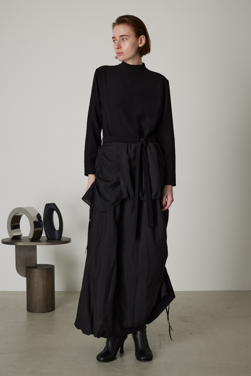 RIM.ARK | Asymmetry gather dress (LONG DRESS ) |RIM.ARK ONLINE STORE 
