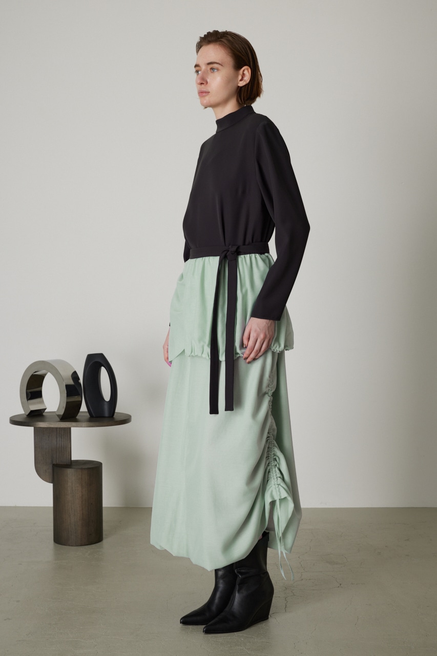 RIM.ARK | Asymmetry gather dress (LONG DRESS ) |RIM.ARK ONLINE STORE 