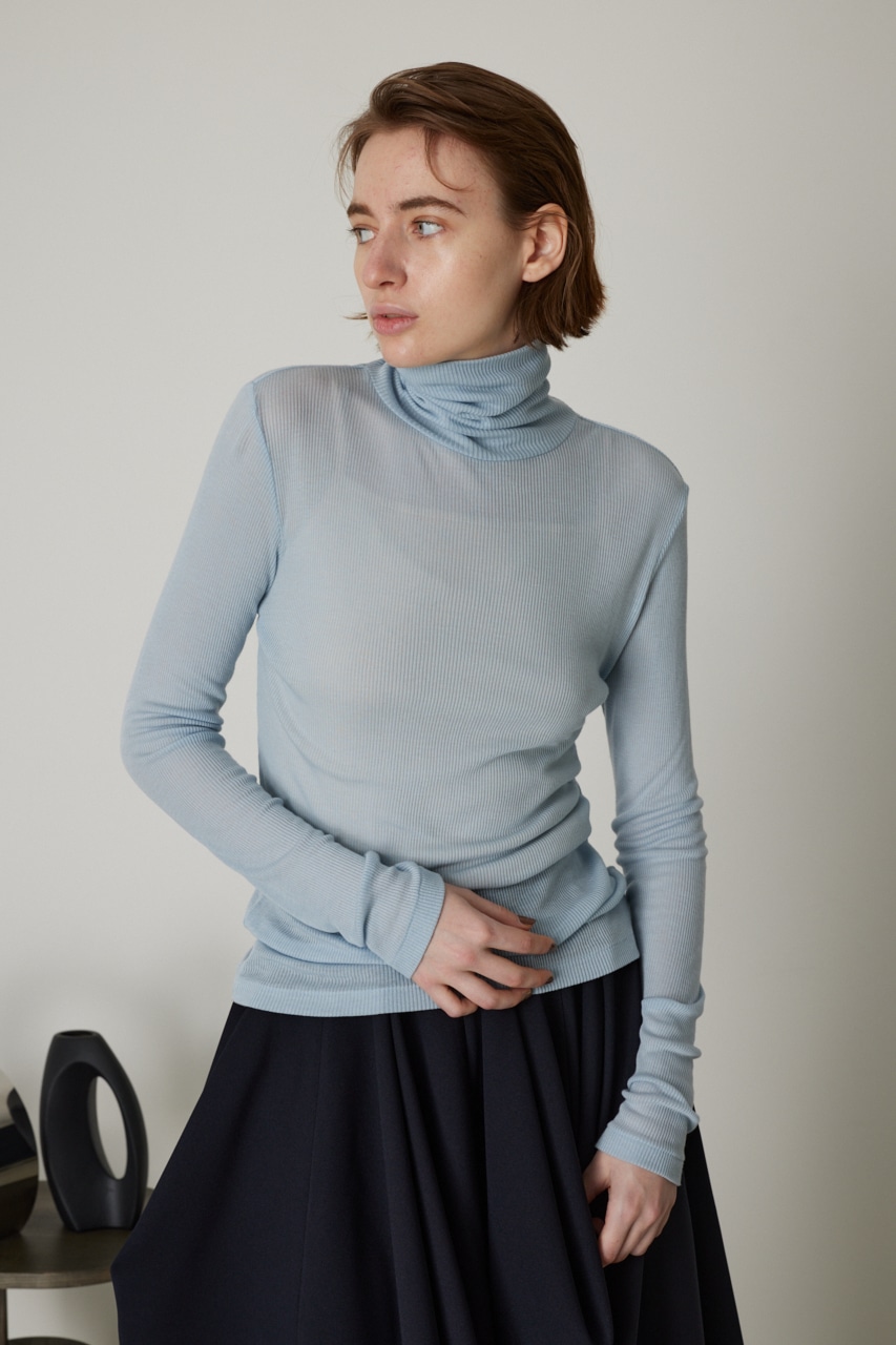 Standard turtleneck cut tops L/BLU FREE