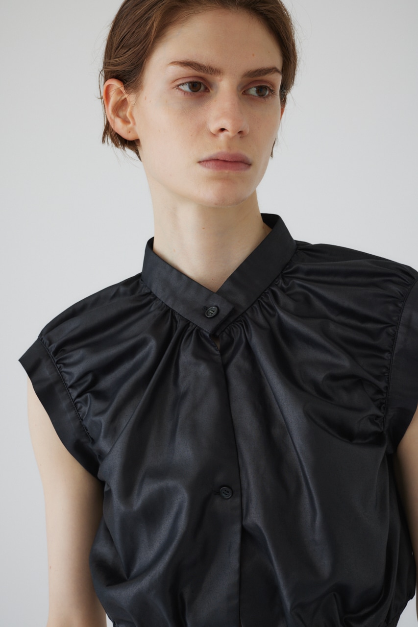 Leather like compact vest BLK 38