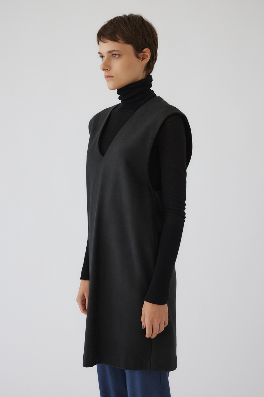 Soft felt long vest L/BLK 36