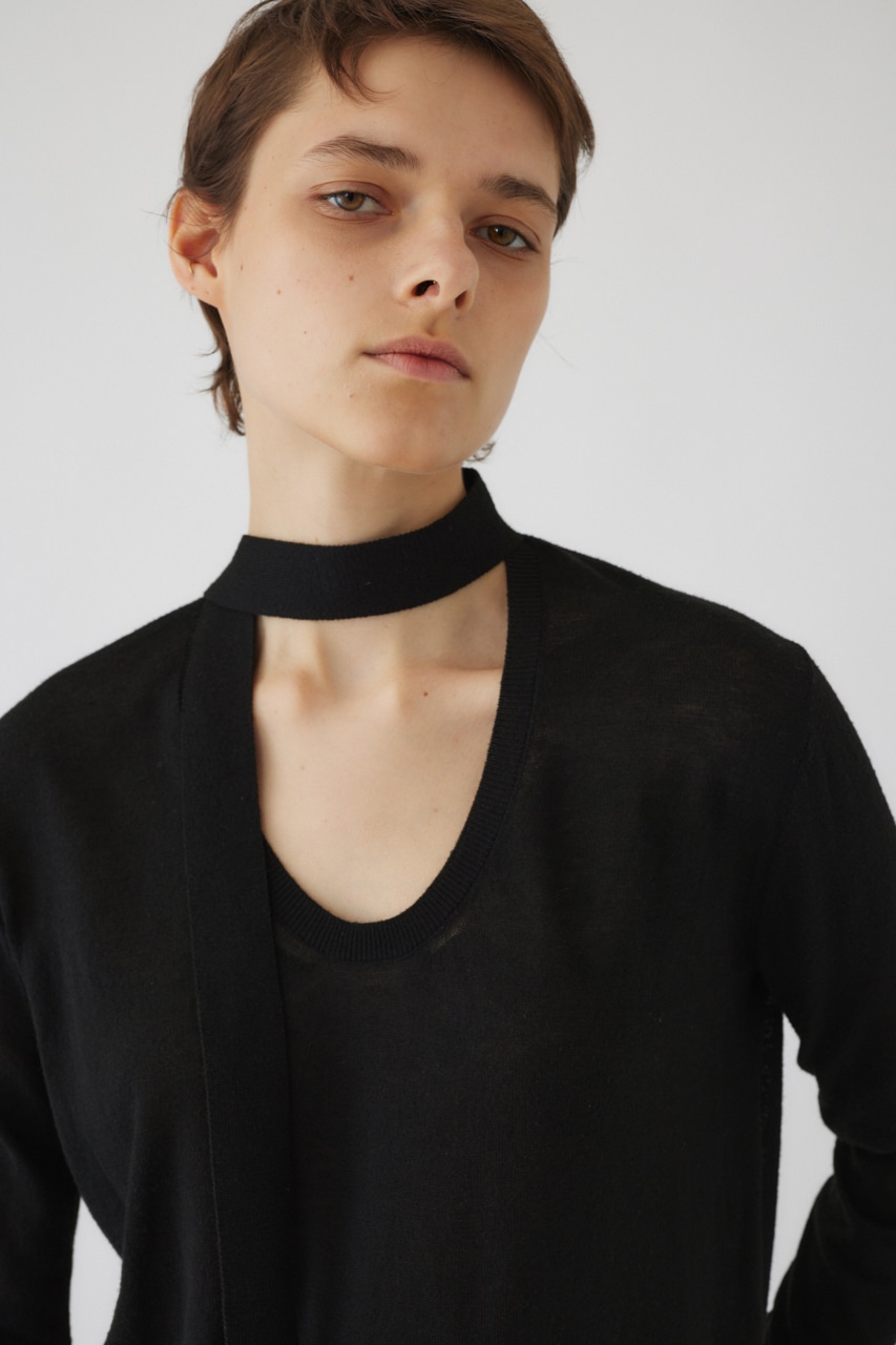 【LIMITED SALE】Classic tie knit BLK FREE