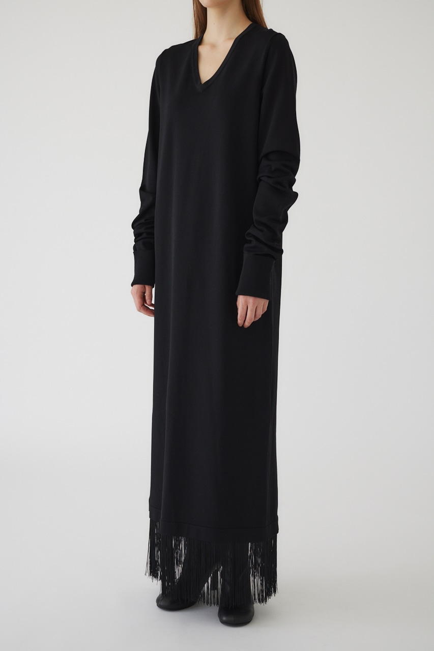 【LIMITED SALE】Fringe flare dress BLK 36