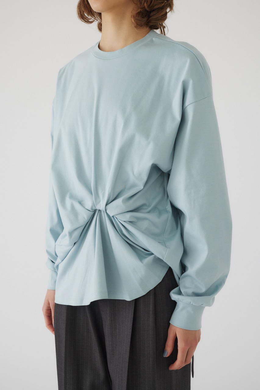 【LIMITED SALE】Front twist cut tops L/BLU FREE