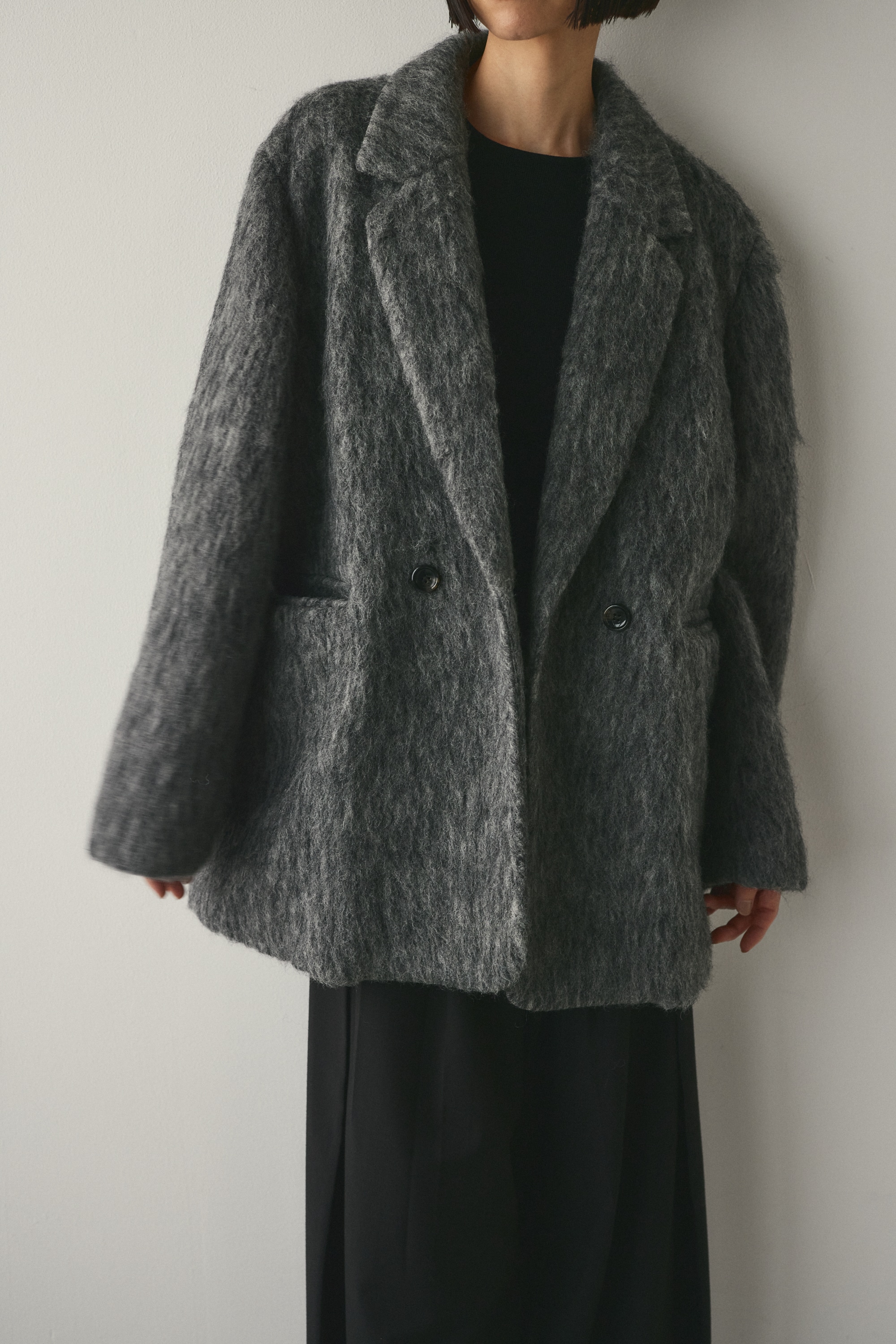 シャギーテーラードジャケット GRY M