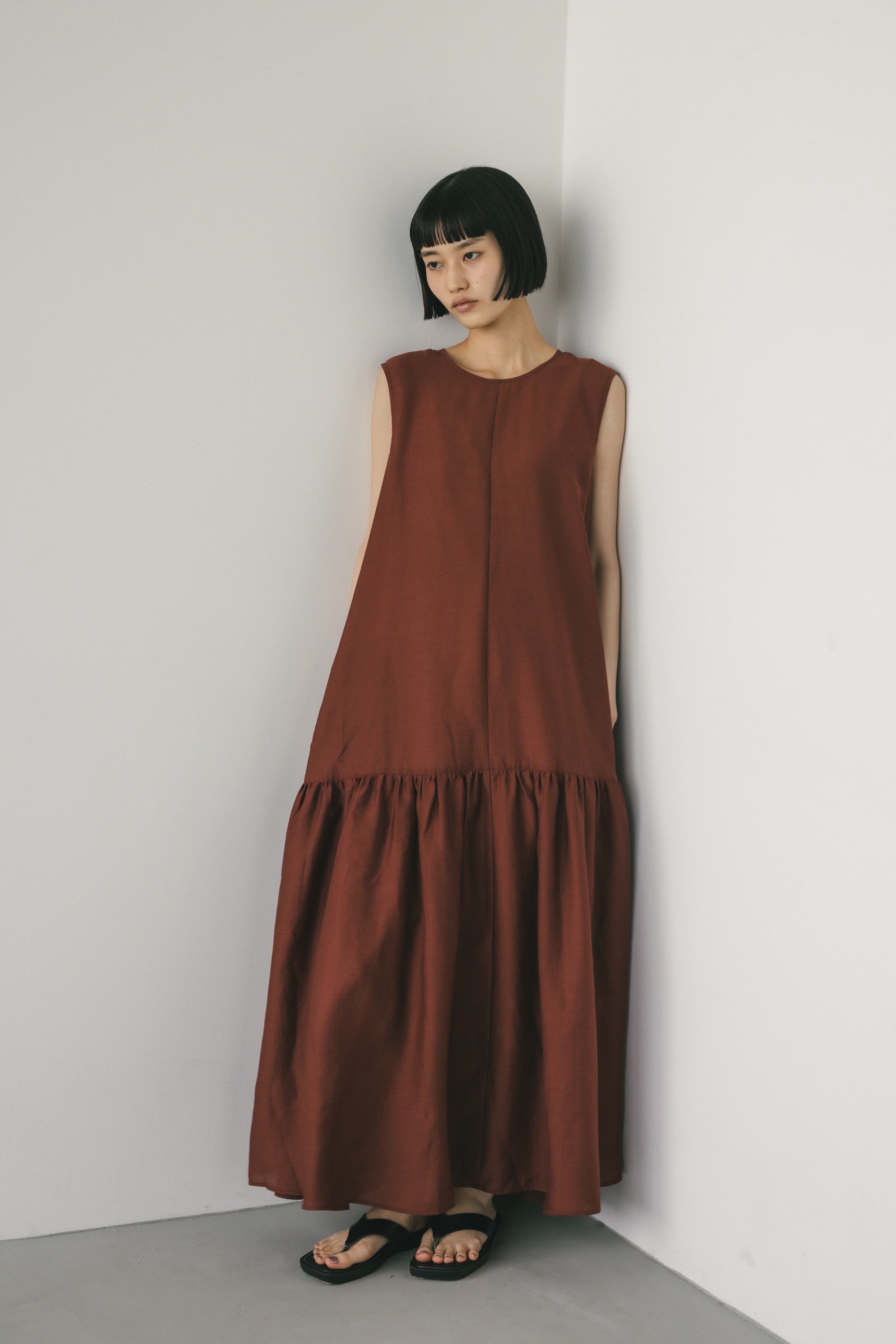 ティアードフレアワンピース BRD M