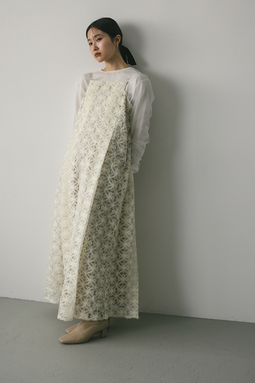 みーこ☆3L♪黒系♪チュール＆レース使いワンピース♪パーティ☆a510 マシェリコラボ】レースキャミワンピース