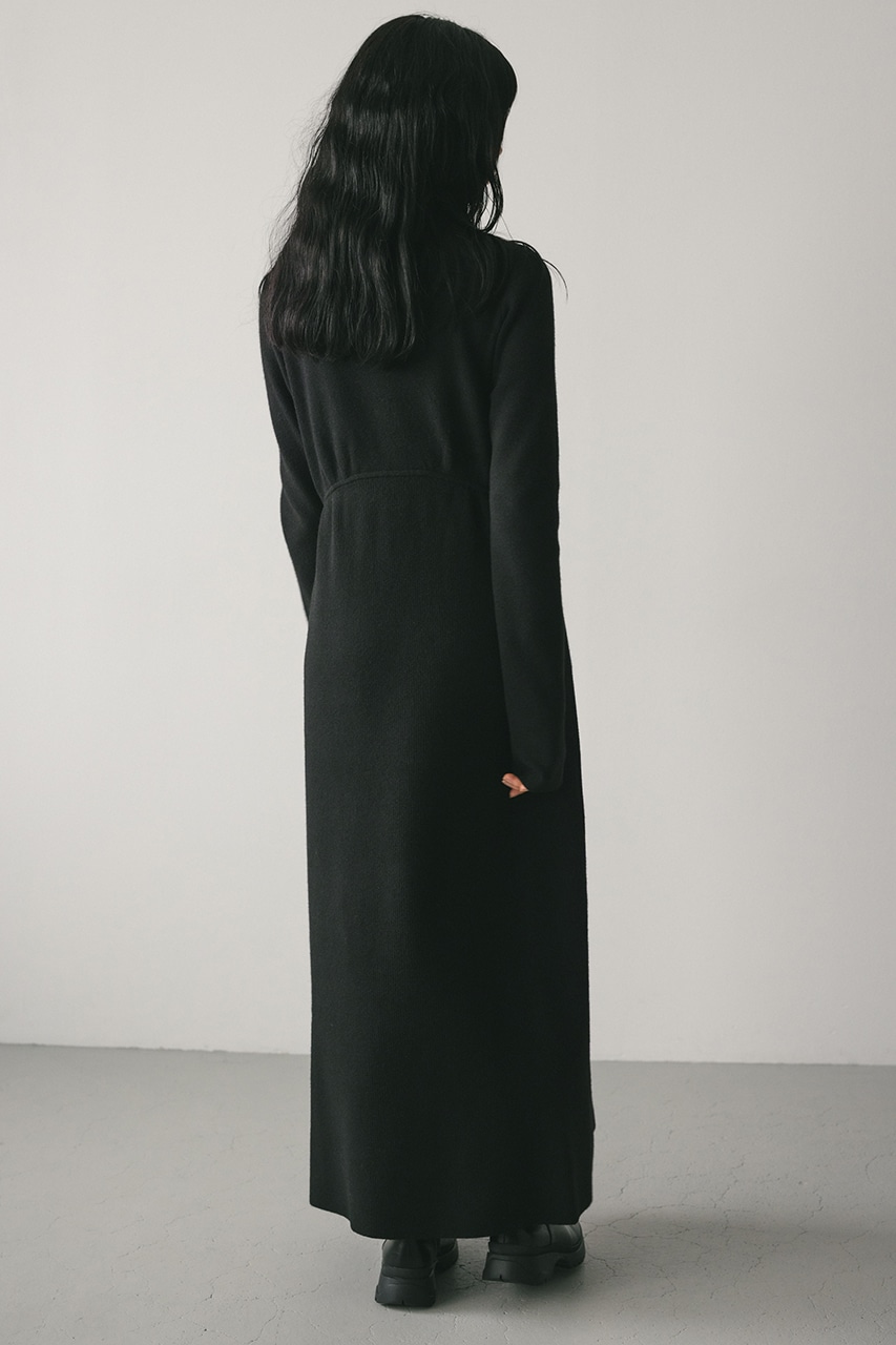 フロントジップニットワンピース BLK M