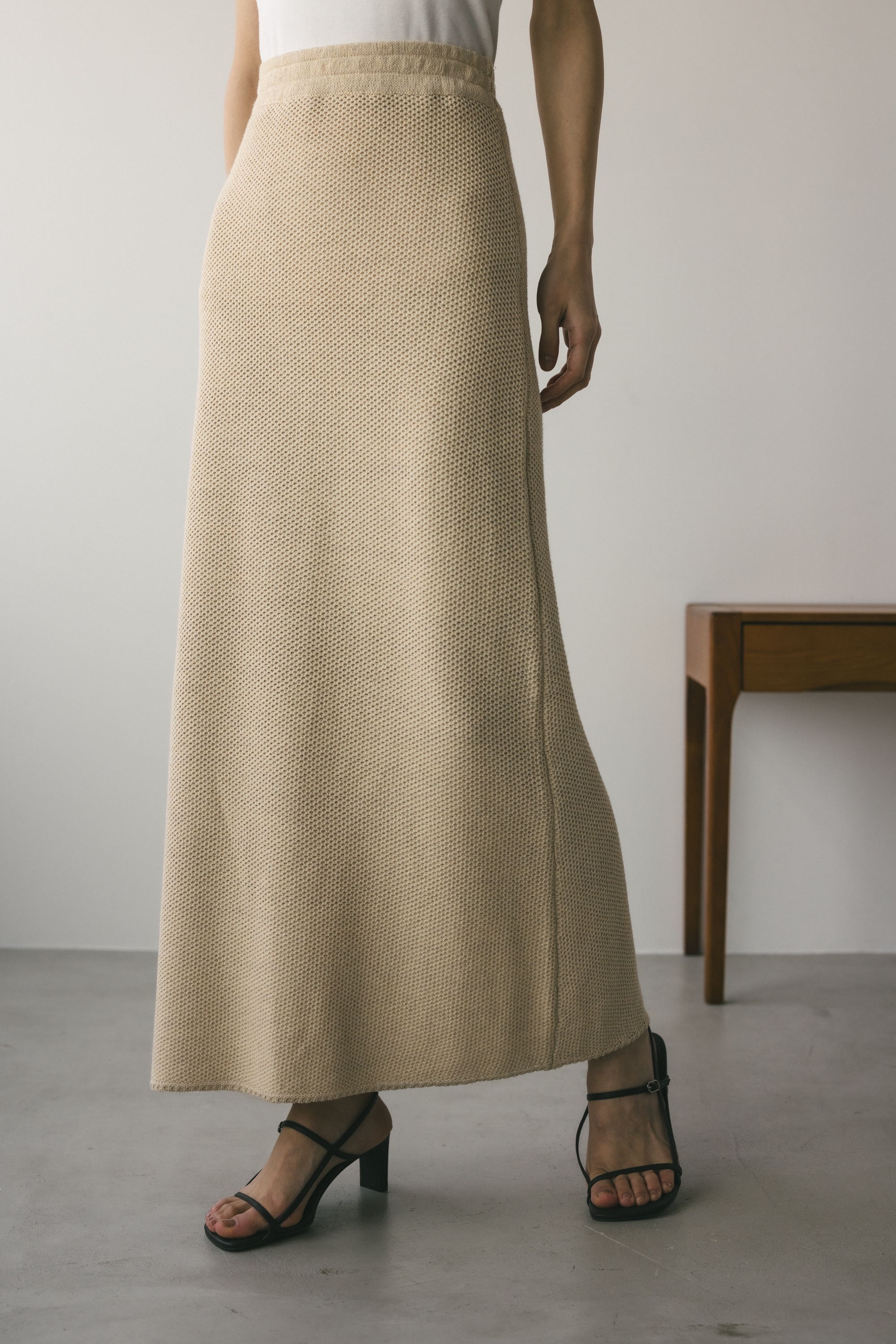 リネンミックスニットスカート BEG S