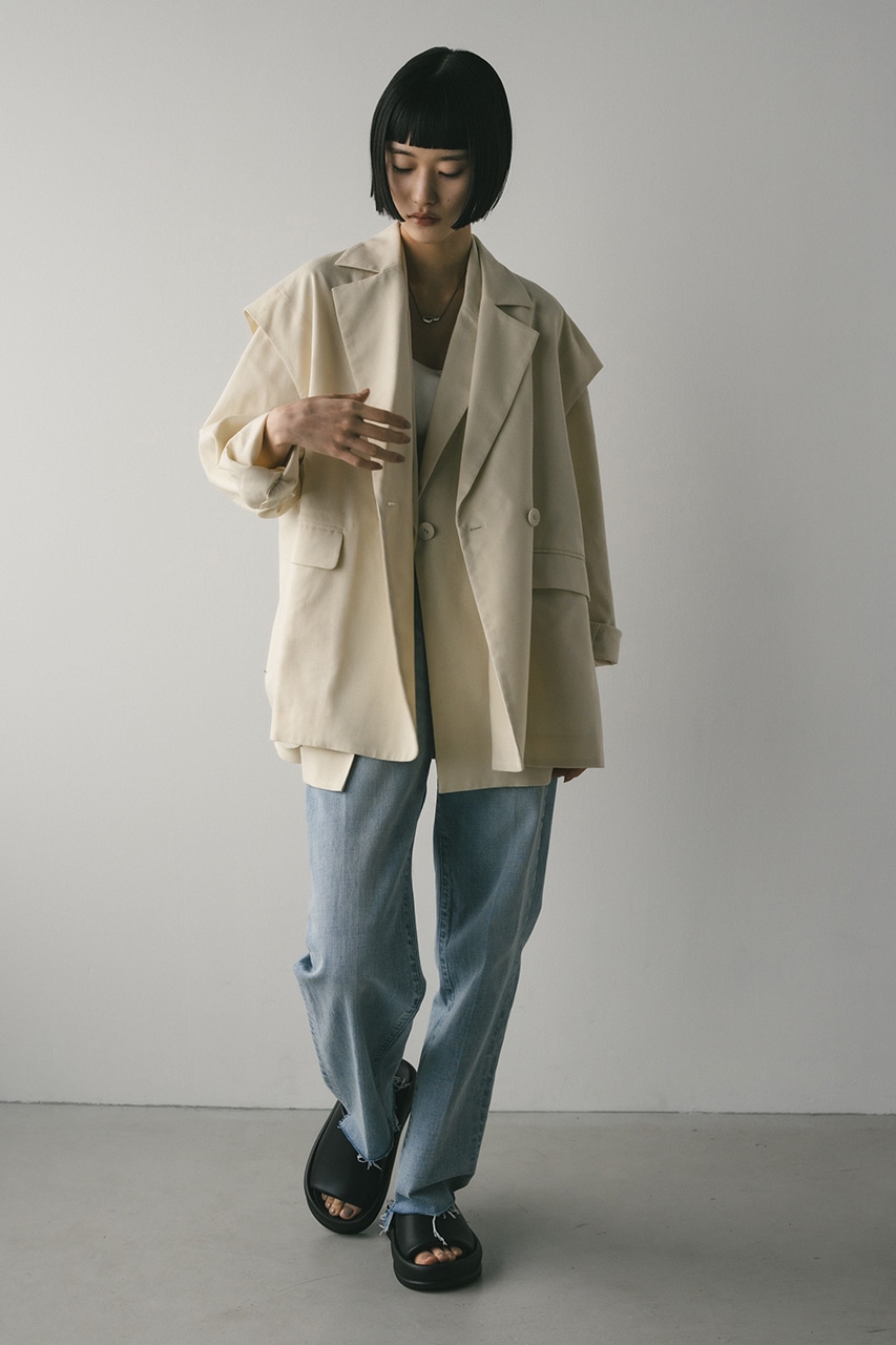 スタイルミキサー　リネンミックスルーズベスト　ブラック スタイルミキサー リネンミックスルーズベスト ブラック