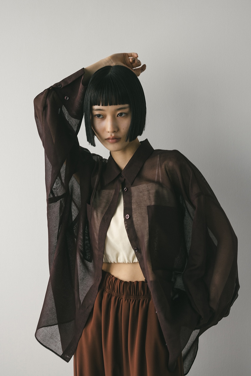 ルーズポケットシアーシャツ BRN FREE