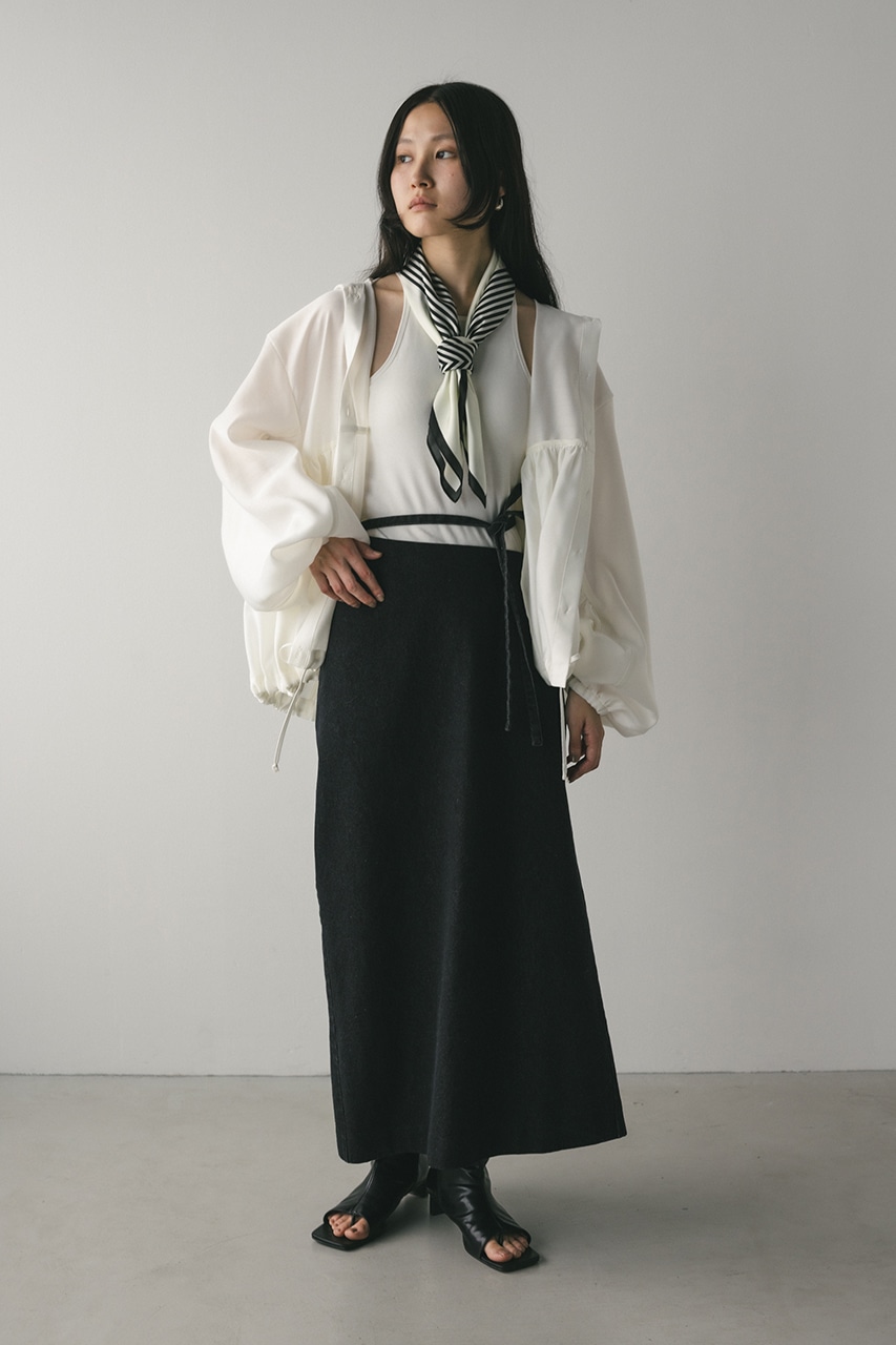 シアーギャザーフードシャツブルゾン WHT FREE