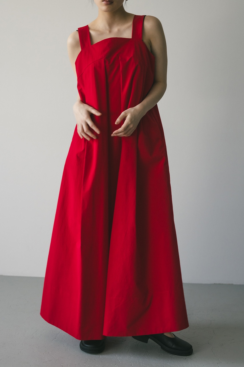 サイドパネルフレアワンピース RED M