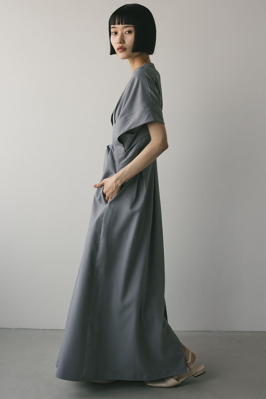 バックルベルトワンピース SAX S