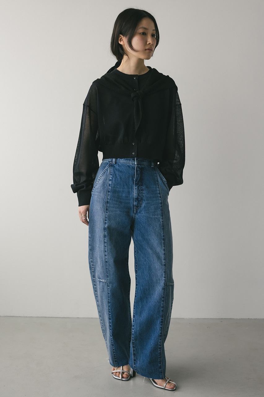 シアーニットカーディガン BLK FREE