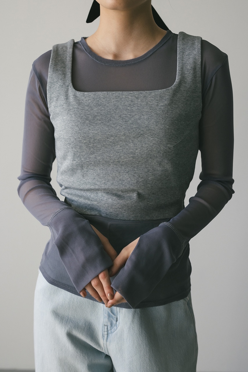 2ピーススクエアビスチェシアートップ GRY FREE