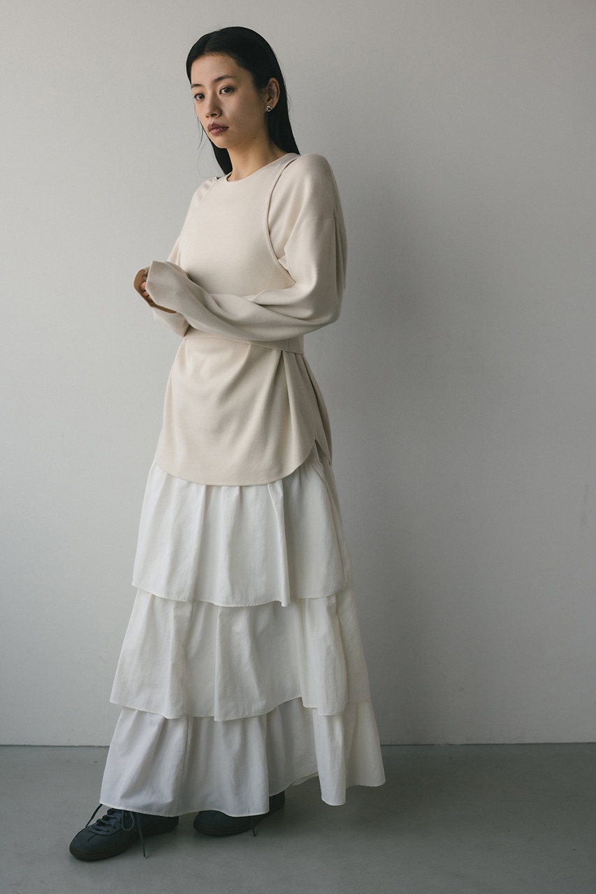 ティアードフレアスカート WHT M