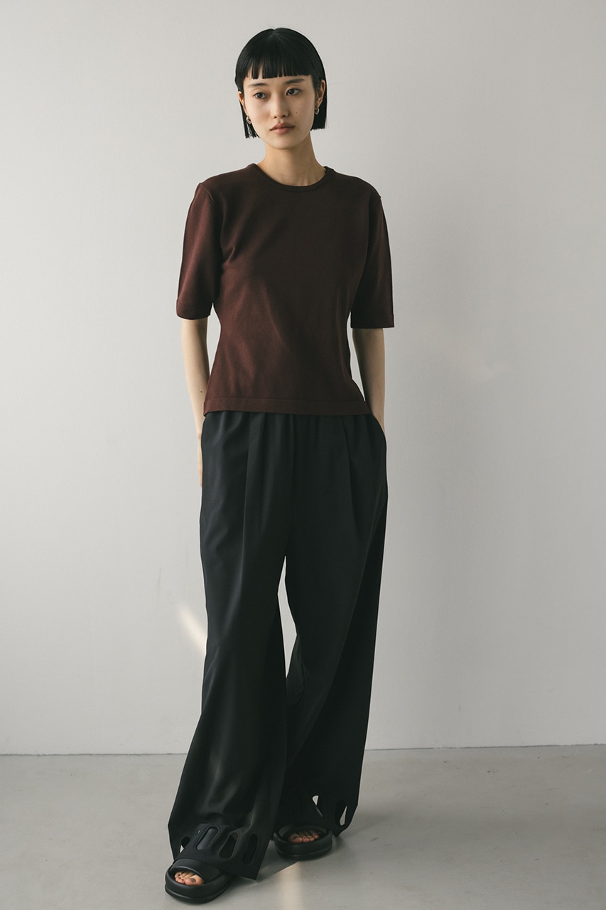 ヘムホールリラックスパンツ BLK M