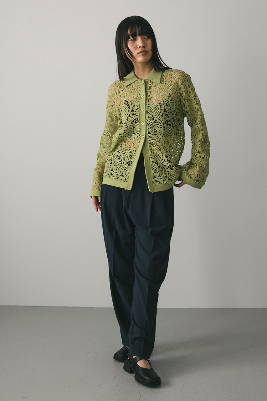 クロシェレースニットシャツ GRN FREE