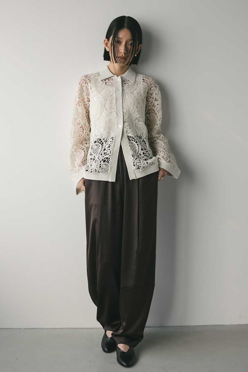 クロシェレースニットシャツ WHT FREE