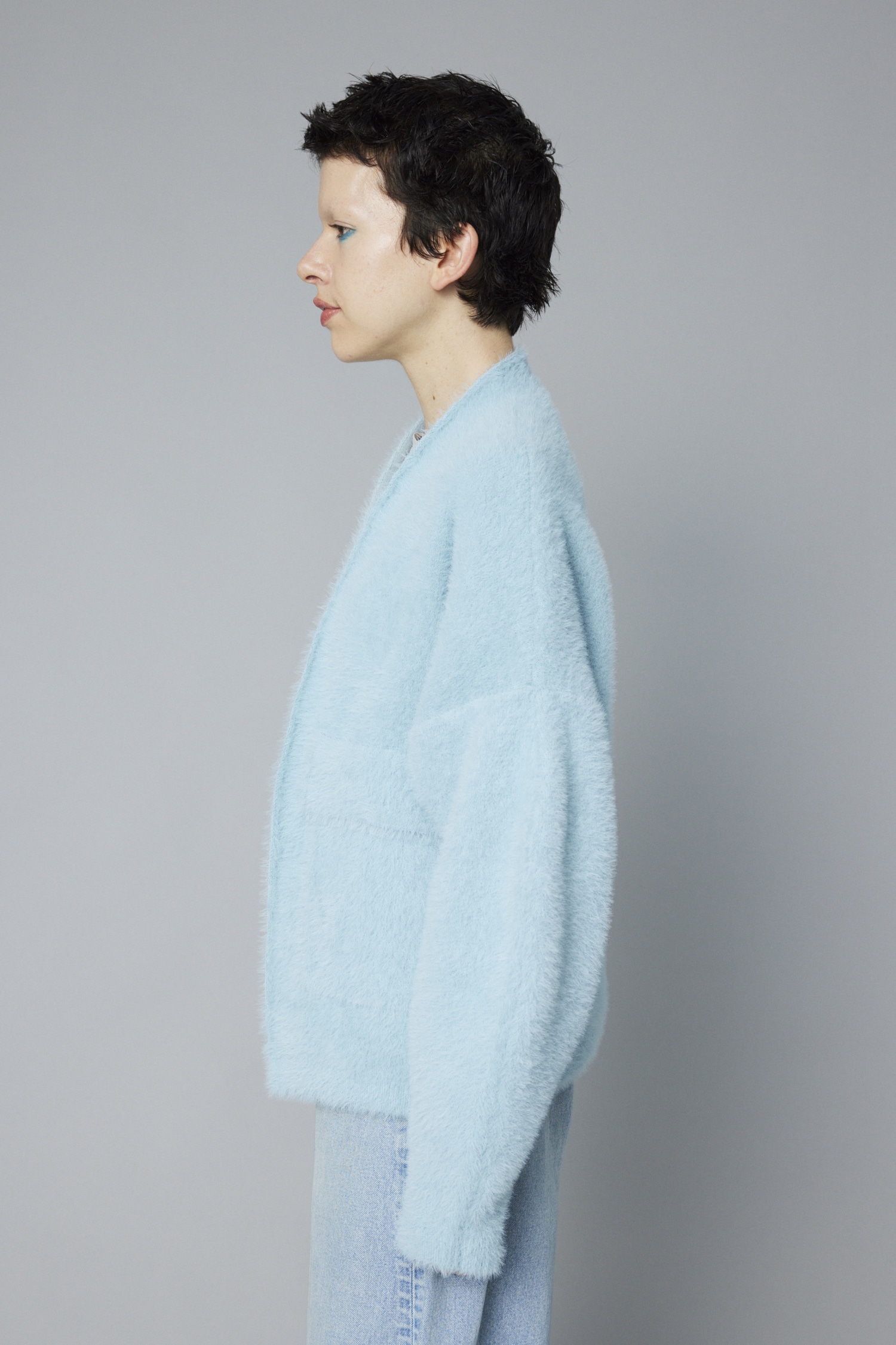 Shaggy cardigan L/BLU FREE
