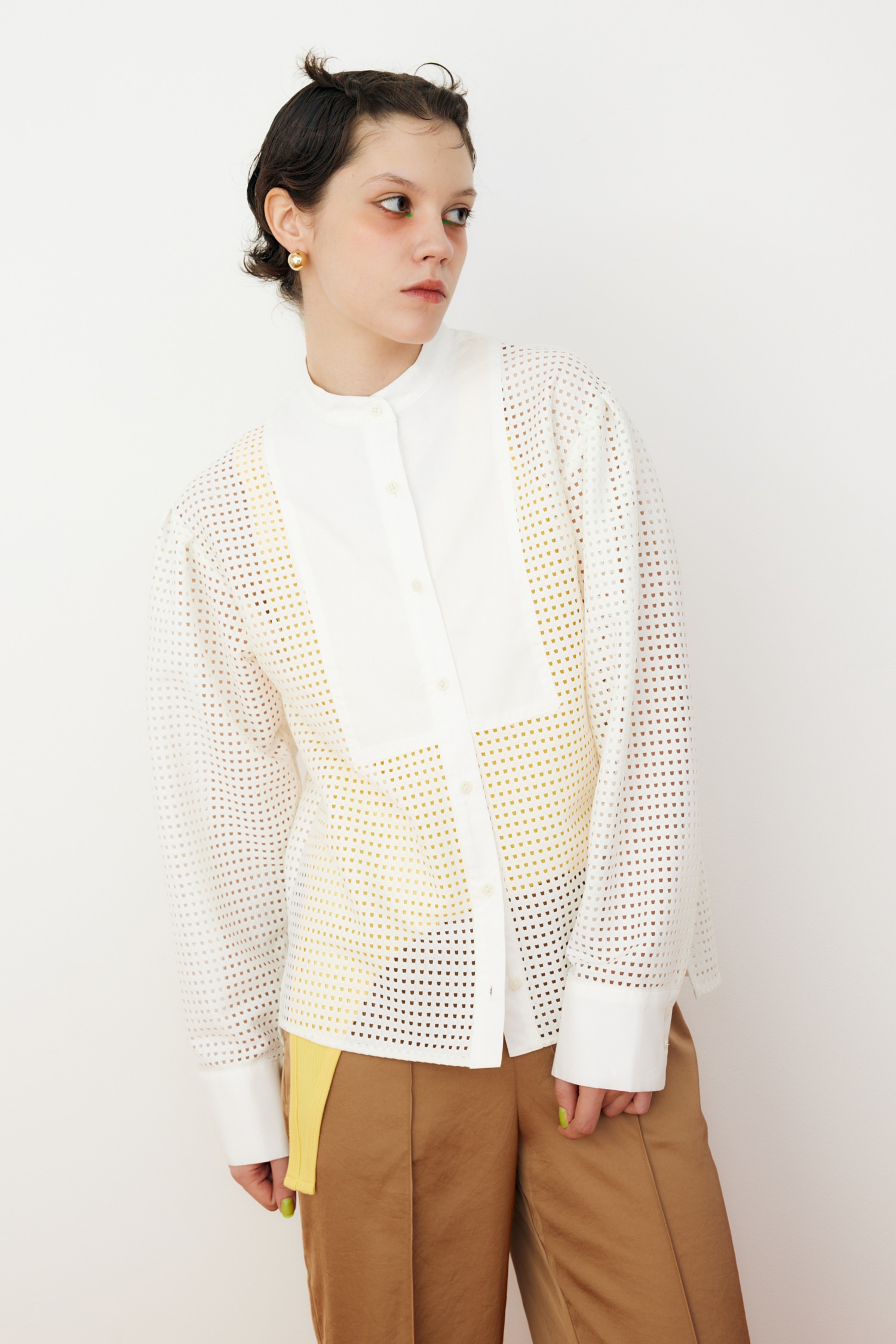 未使用級✨️ HeRIN.CYE シャーリングシャツ 切替ブラウス