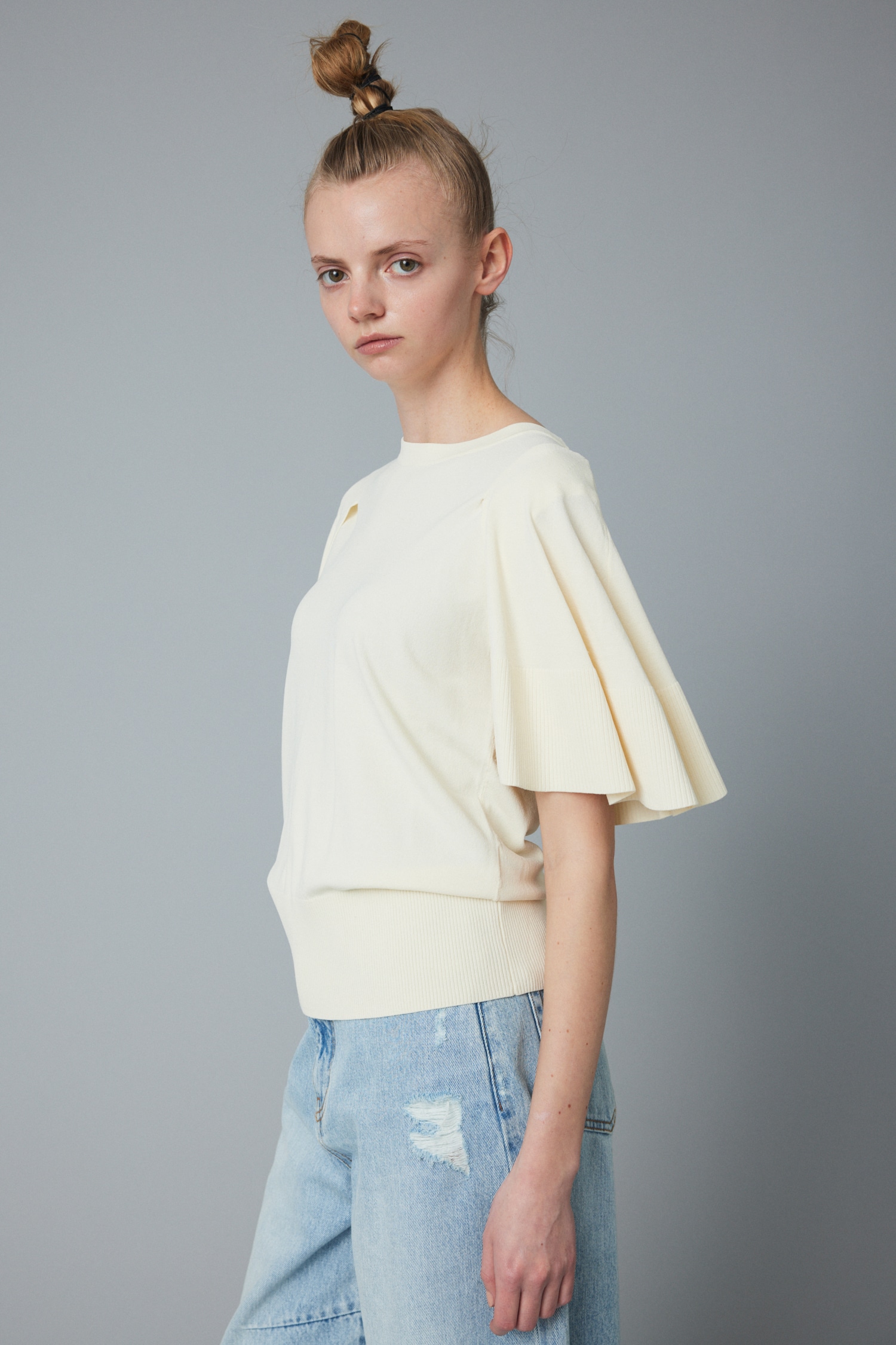 Cape knit tops O/WHT FREE