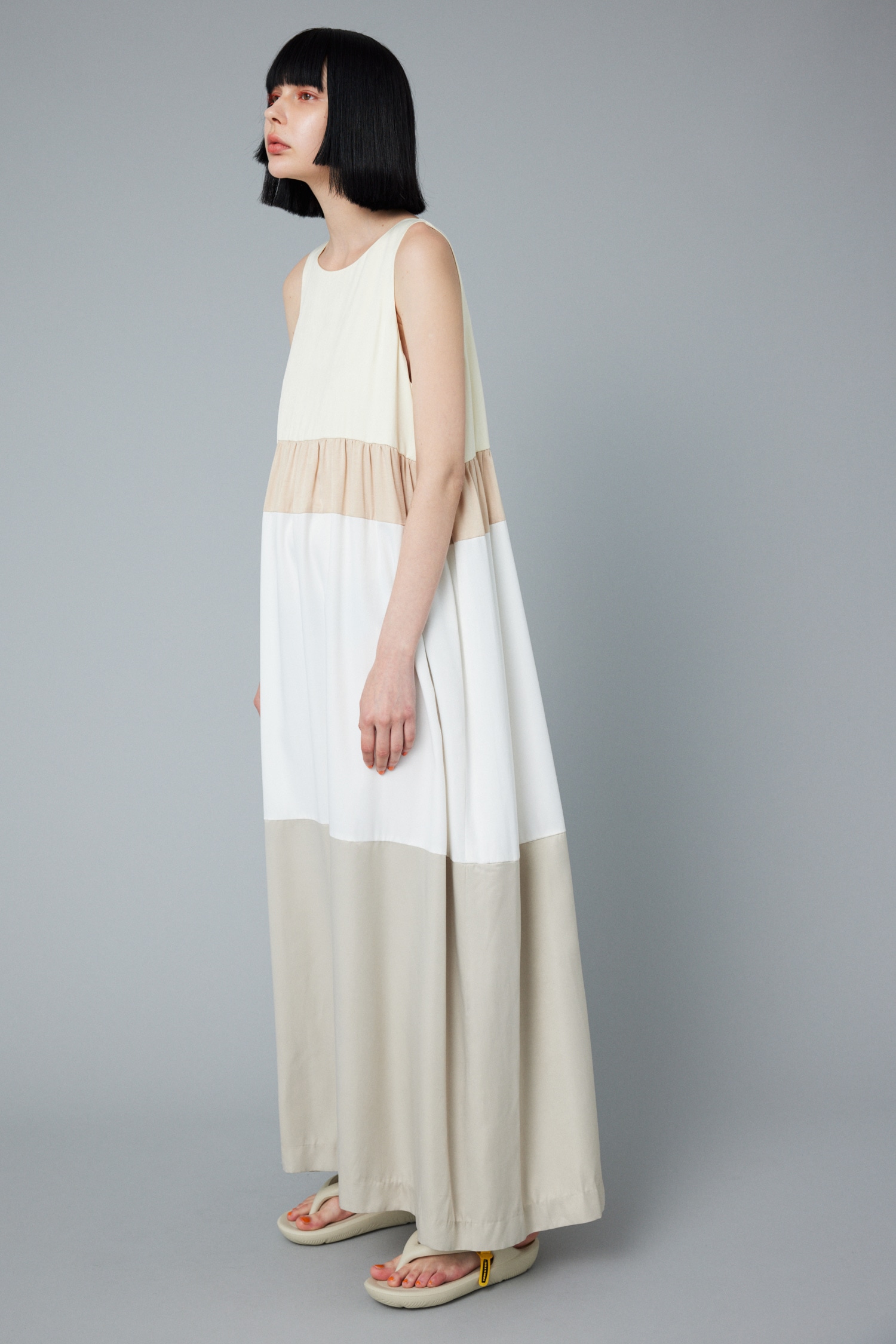 Color blocking dress 柄WHT FREE