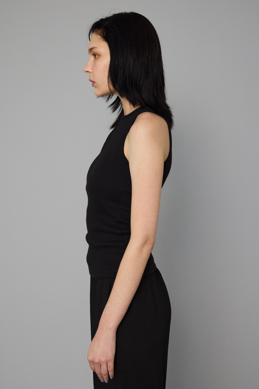 Asymmetry neck tank top BLK FREE