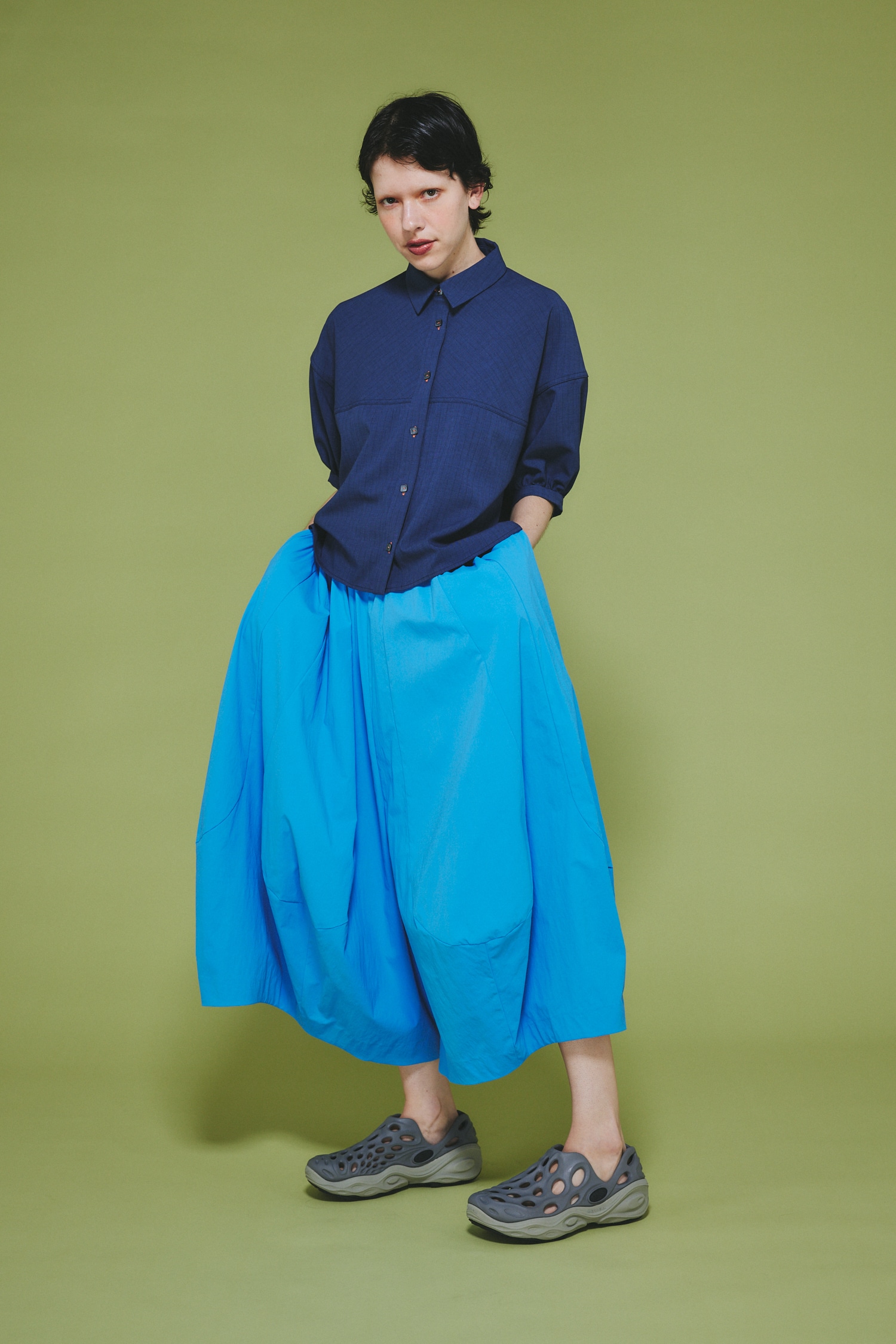 Stripe half sleeve shirt 柄NVY FREE