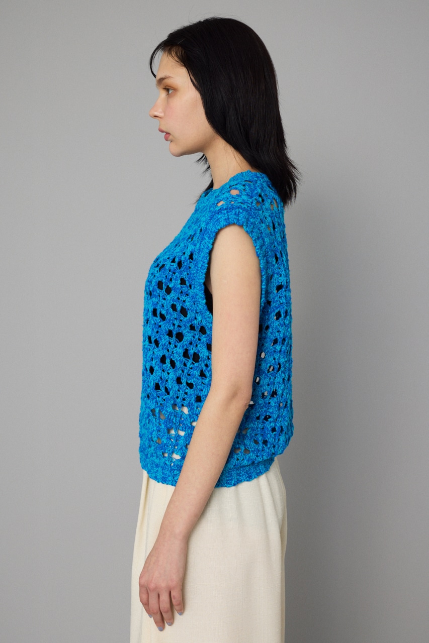Mesh knit vest BLU FREE