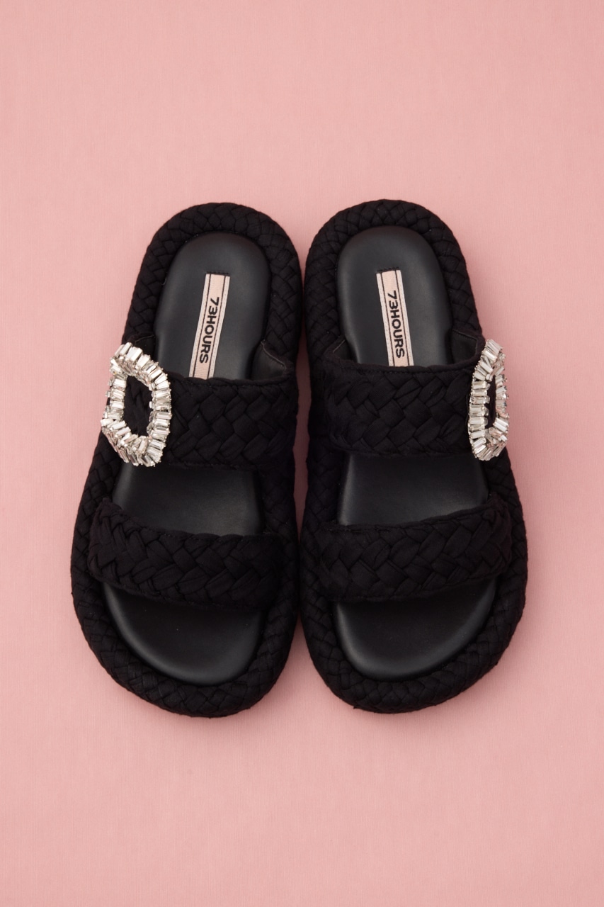 パフバックルフラットサンダル BLK 24.5cm