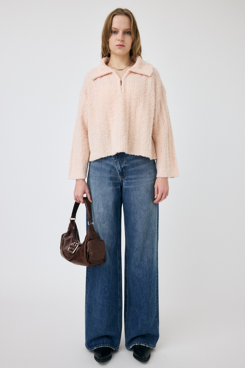 OPEN COLLAR ニット L/PNK FREE