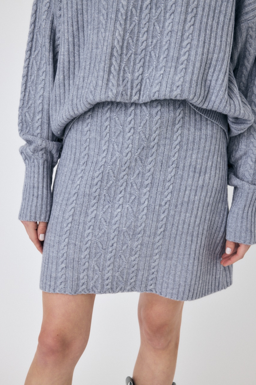 RIB CABLE ミニスカート L/BLU FREE