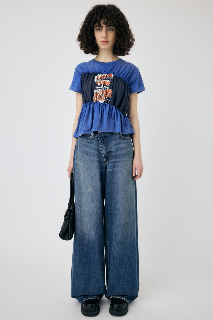 SHIRRING DOCKING Tシャツ BLU FREE