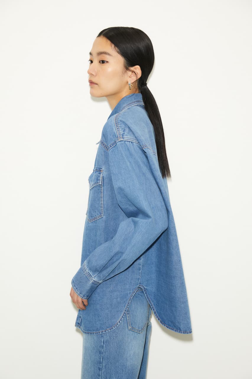THROW】OVER LOOSE DENIM SH-A(F BLU): Tシャツ・カットソー(長袖 