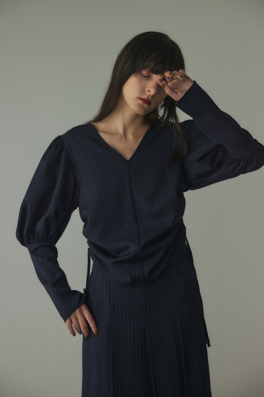 2way volume sleeve tops 柄NVY 2