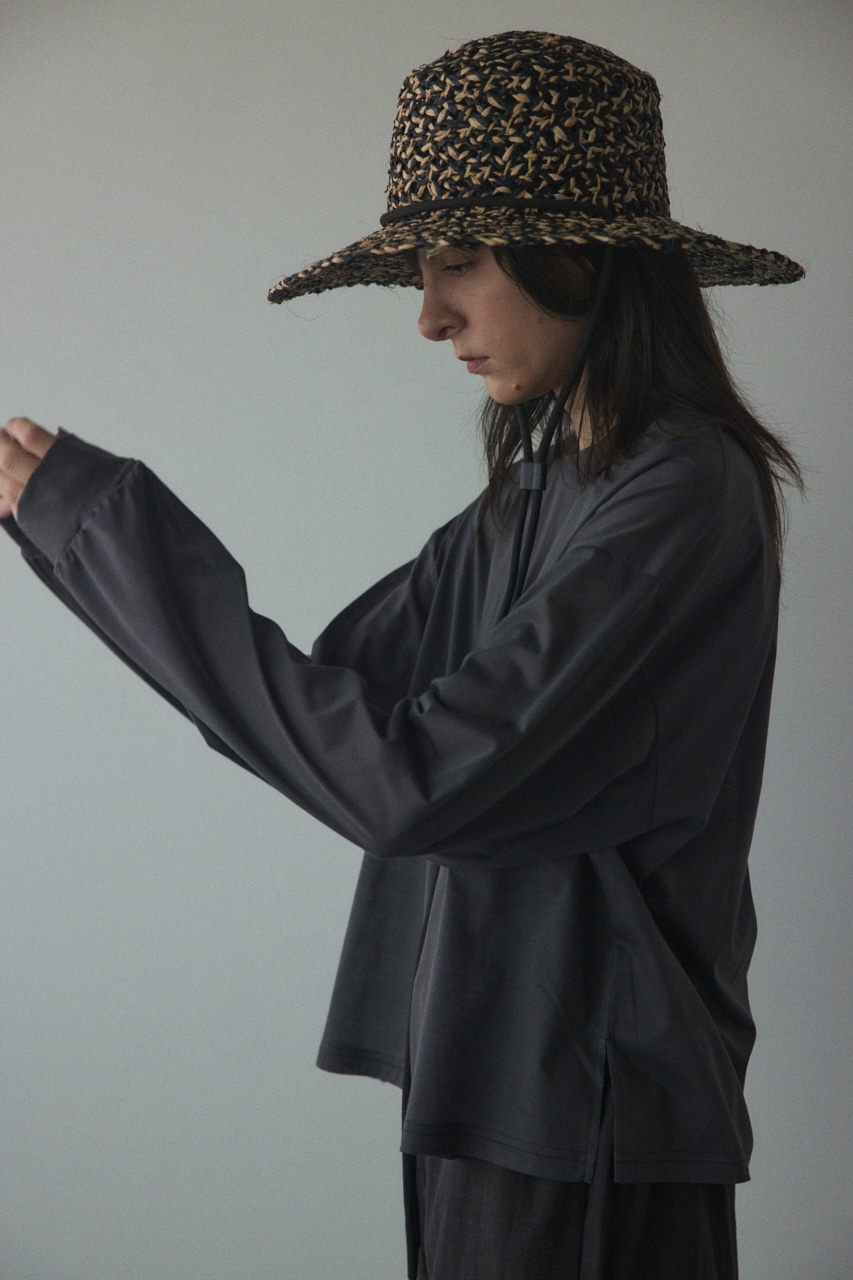 sheer long t-shirt L/BLK FREE