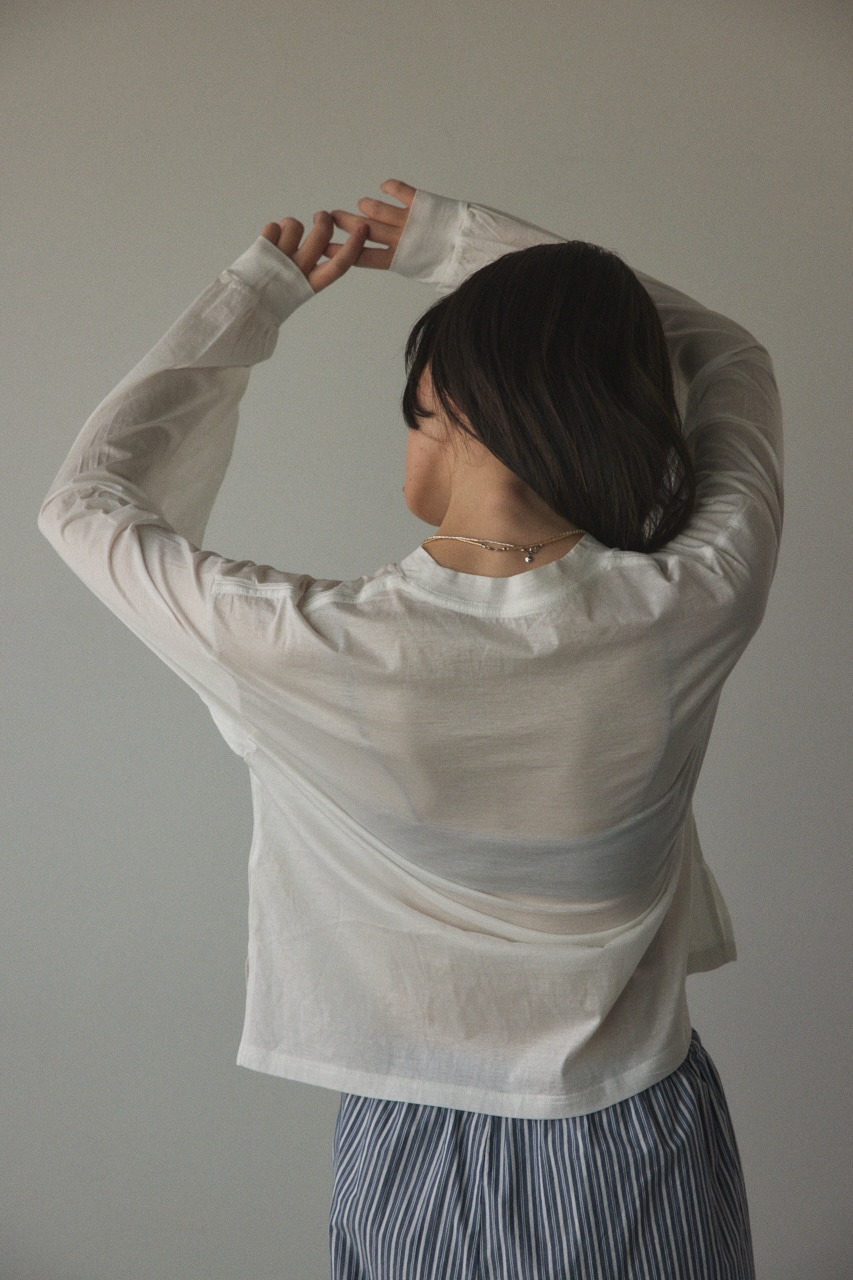 sheer long t-shirt WHT FREE